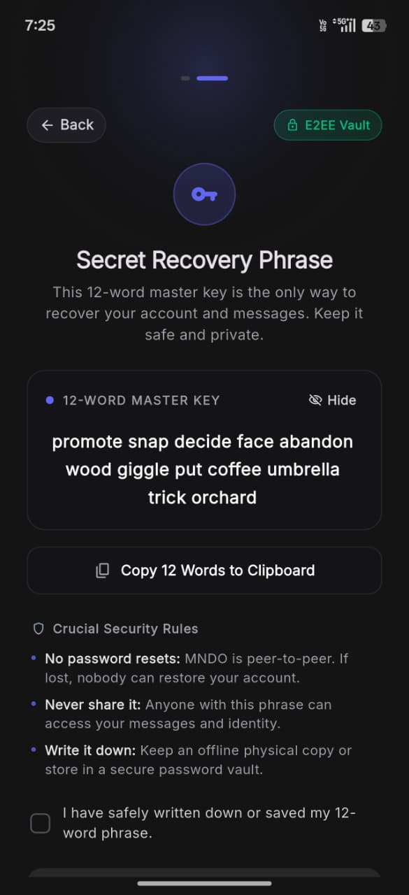 Onboarding & Secret Recovery Phrase