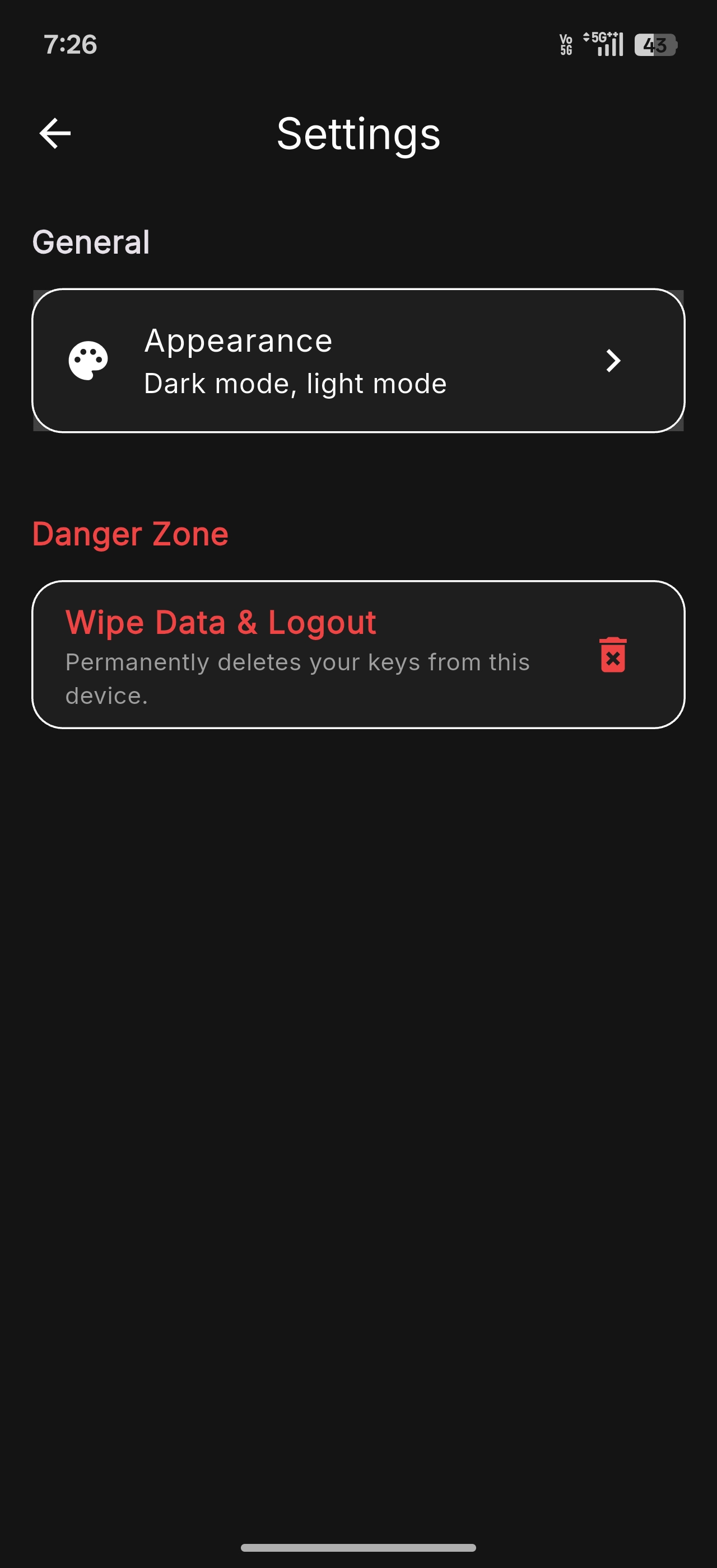 Settings & Data Custody